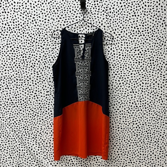 THML Red & Blue Embroidered Shift Dress
